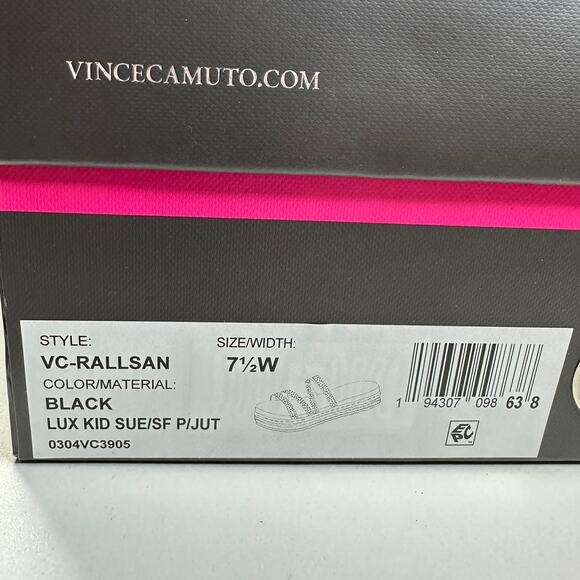 Vince Camuto Rallsan Strappy Rhinestone Sandal Cloudy Black Women 7.5 NWB - Picture 9 of 9